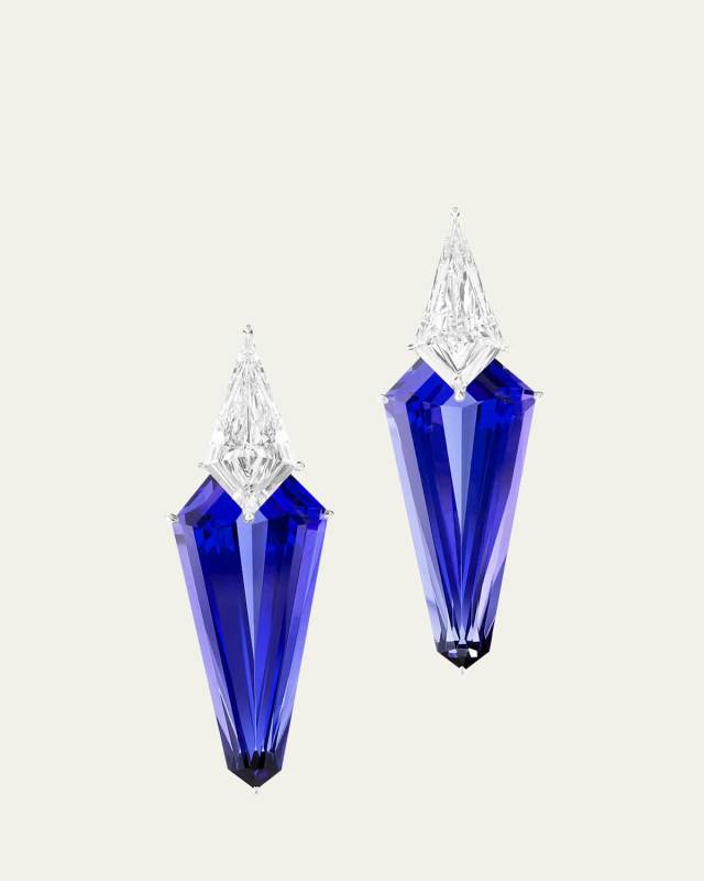 18K White Gold Tanzanite Earrings with Diamonds